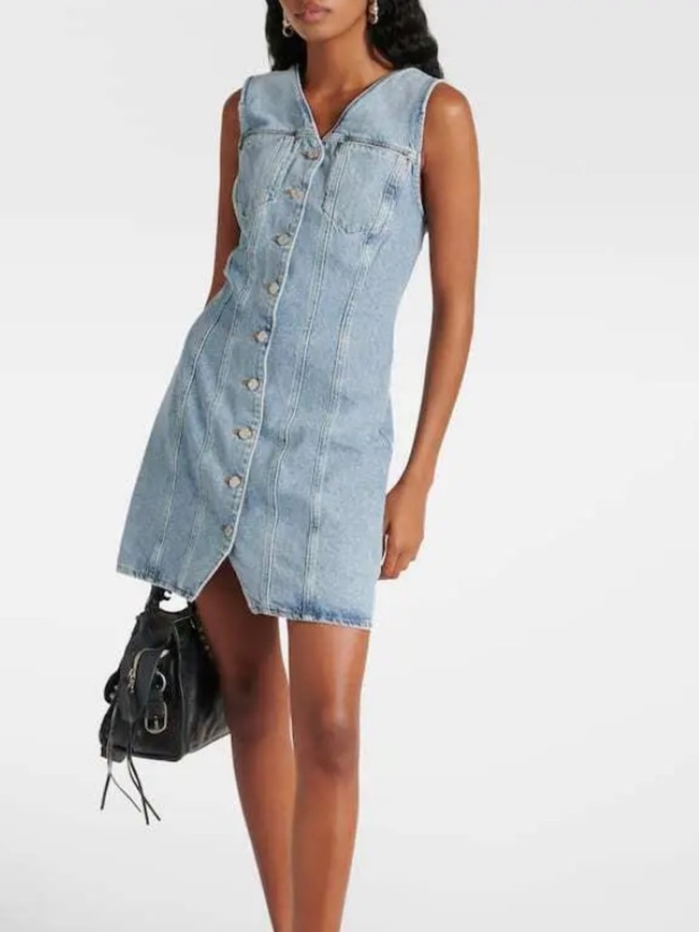 AGOLDE Trina Denim Mini Dress Medium Organic Cotton Button Front Sleeveless